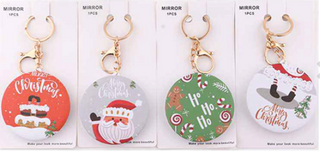 Sophia's Corner Christmas Theme Printed Cosmetic Mirrors Keychain (4 Options)