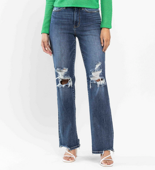 Judy Blue High Waist 90's Knee Destroy Straight