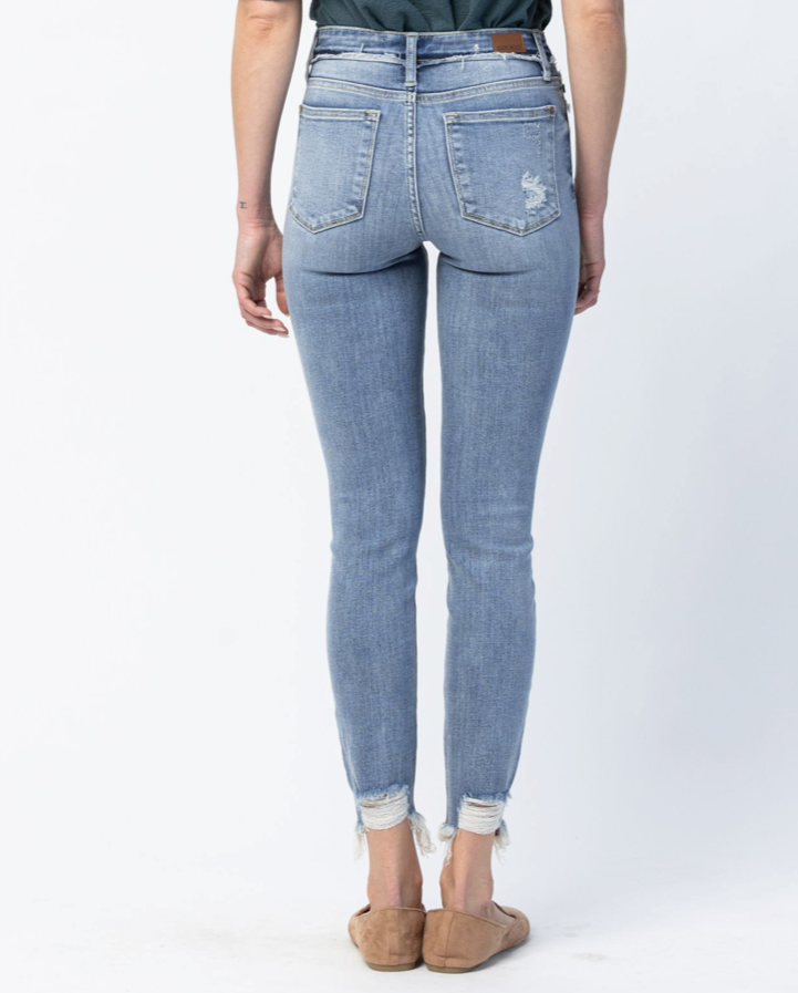 JUDY BLUE MID RISE RELEASE WAISTBAND DETAIL SKINNY