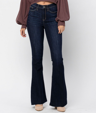 JUDY BLUE DK HIGH WAIST RAW HEM TALL FLARE