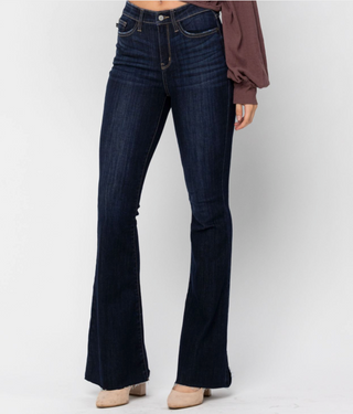 JUDY BLUE DK HIGH WAIST RAW HEM TALL FLARE