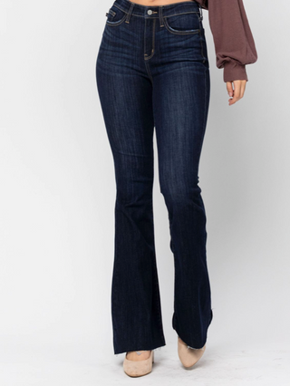 JUDY BLUE DK HIGH WAIST RAW HEM TALL FLARE