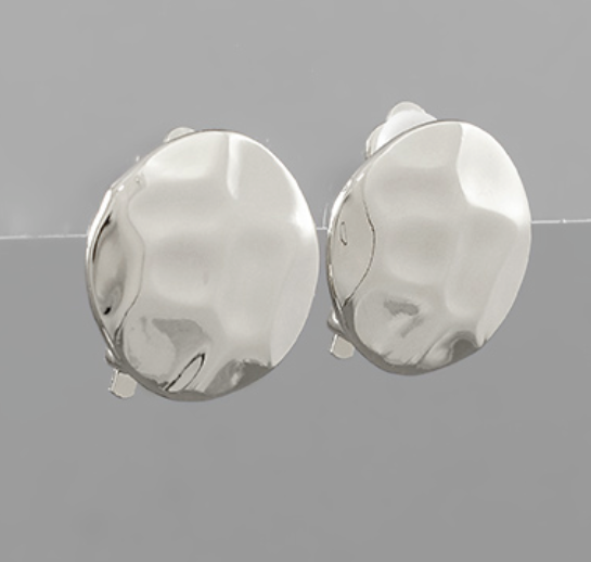 Textured Disk Clip On Earrings (2 Colors)