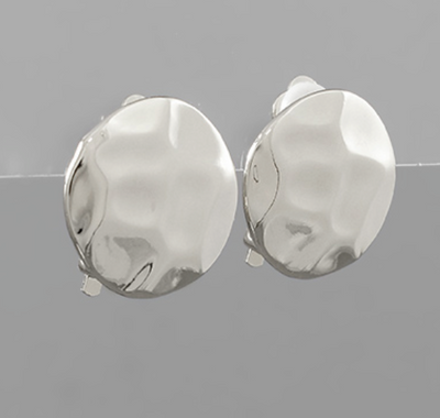 Textured Disk Clip On Earrings (2 Colors)