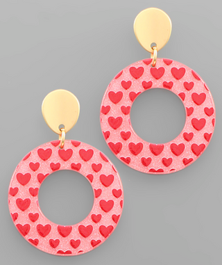 Heart Print Circle Earrings (2 Colors)