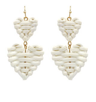 Rattan Heart 2 Drop Earrings (3 Colors)