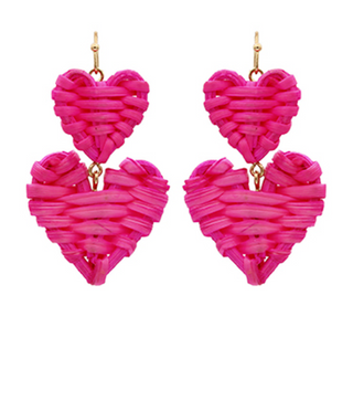Rattan Heart 2 Drop Earrings (3 Colors)