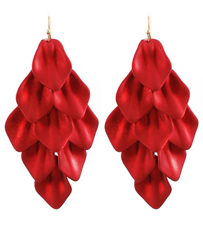 Color Coated Petal Fringe Earrings (4 Colors)