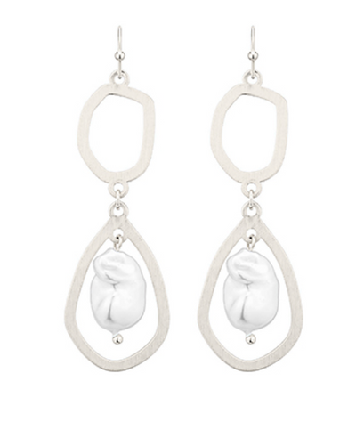 Pearl & Organic 2 Drop Earrings (3 Colors)