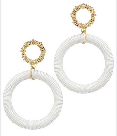 Texture & Wrapped Circle 2 Drop Earrings (2 Colors)
