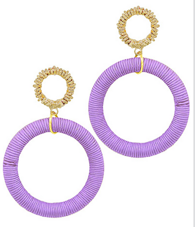 Texture & Wrapped Circle 2 Drop Earrings (2 Colors)