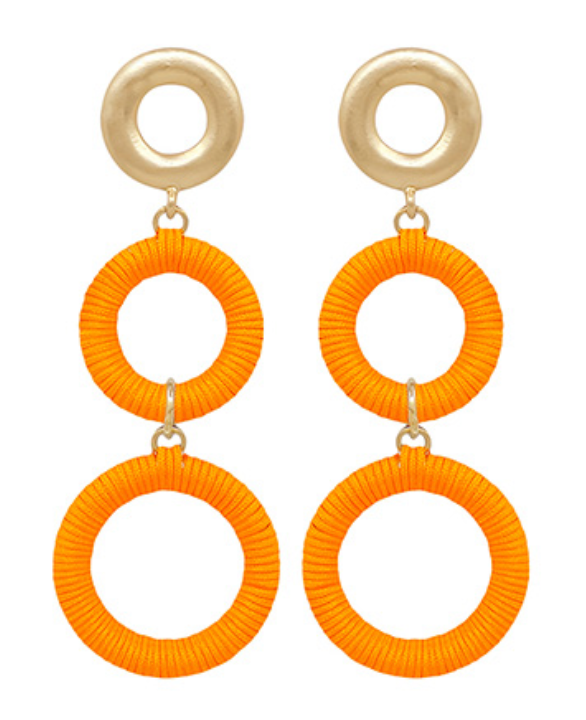 Wrapped Circle 3 Drop Earrings (8 Colors)