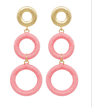 Wrapped Circle 3 Drop Earrings (8 Colors)