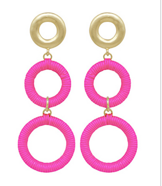 Wrapped Circle 3 Drop Earrings (8 Colors)