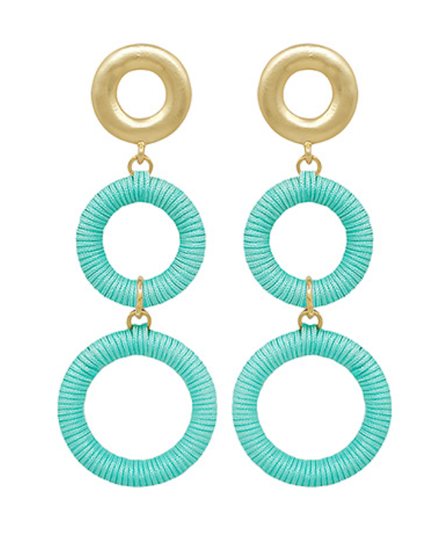 Wrapped Circle 3 Drop Earrings (8 Colors)