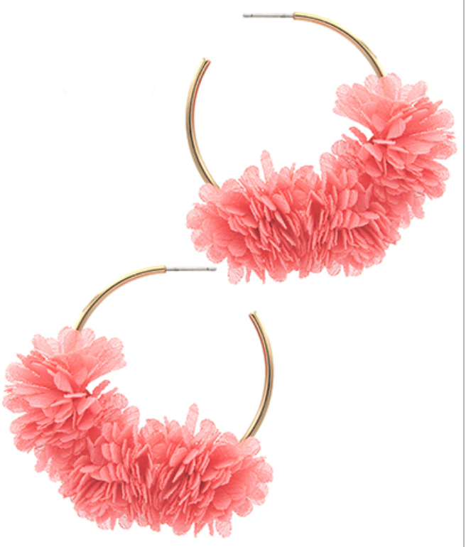 Chiffon 3 Flower Layered Hoops (3 COLORS)
