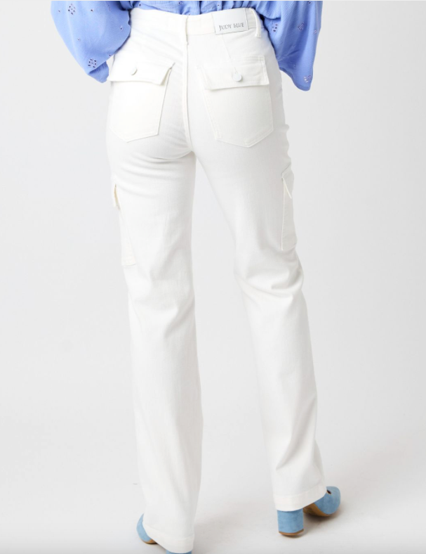 Judy Blue High Waist White Cargo Straight