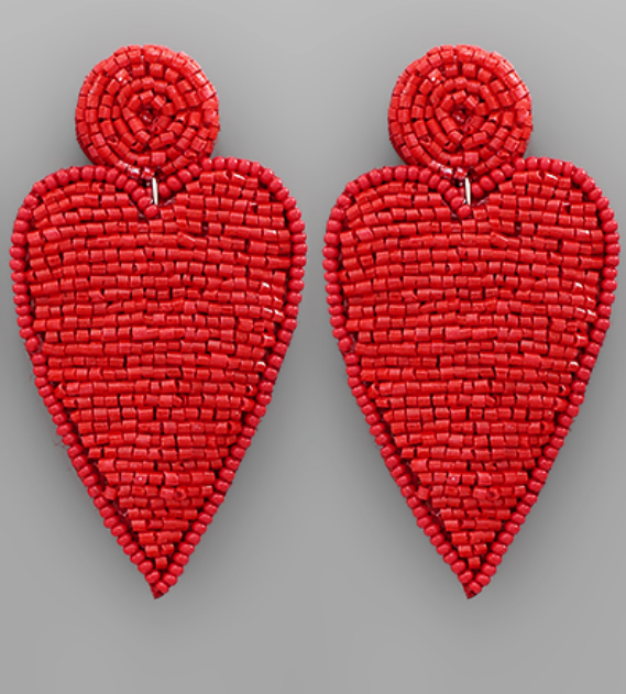 Red Circle and Heart Earring