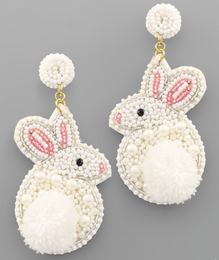White Easter Bunny Earrings