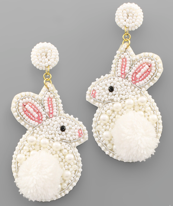 White Easter Bunny Earrings