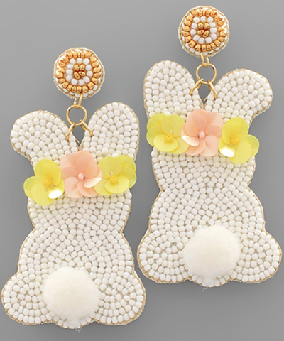 Easter Bunny & Flower Bead Earrings (2 Colors)