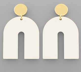 Color Arch and Disk Earrings (6 Colors)