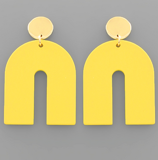 Color Arch and Disk Earrings (6 Colors)