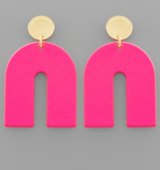 Color Arch and Disk Earrings (6 Colors)