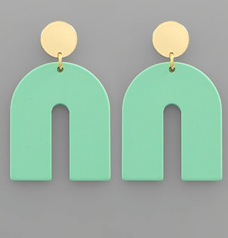 Color Arch and Disk Earrings (6 Colors)