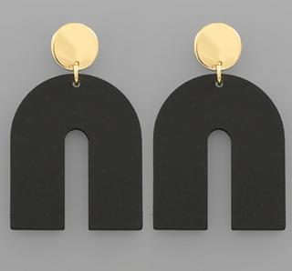 Color Arch and Disk Earrings (6 Colors)