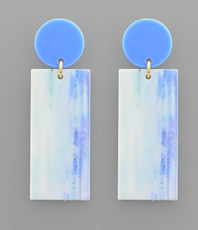 Artistic Print Rectangle Earrings (4 Colors)