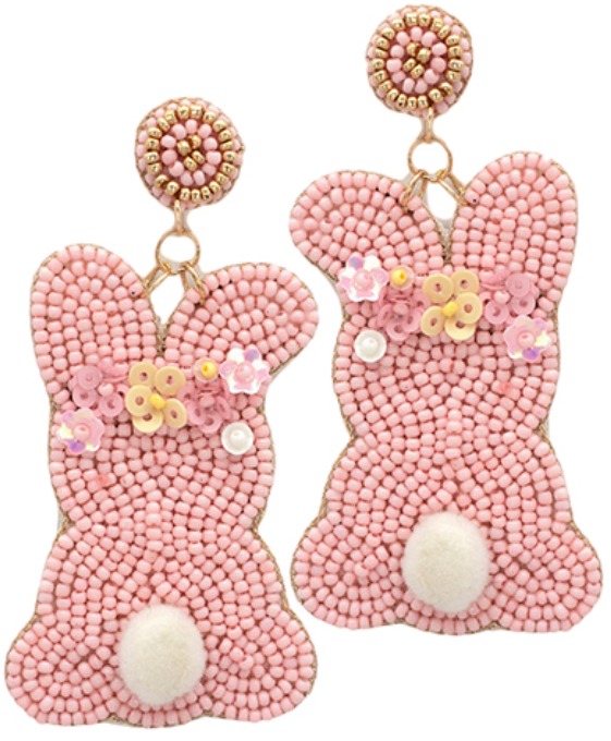 Easter Bunny & Flower Bead Earrings (2 Colors)