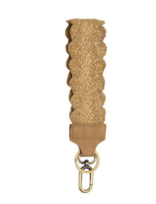 JOY SUSAN 1.6"" NATURAL SCALLOPED STRAW EASY FIND WRISTLET KEYCHAIN