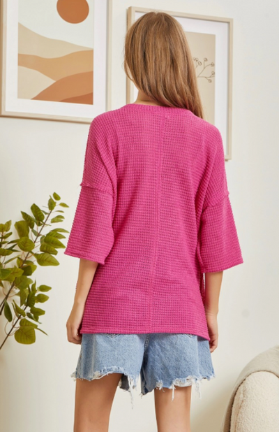 Hot Pink Lightweight Crochet Knit Top