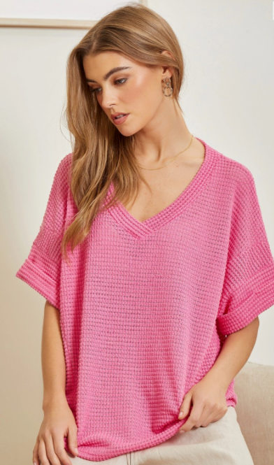 Curvy Hot Pink Lightweight Sweater