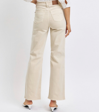 JUDY BLUE HIGH WAISTED GARMENT DYED DESTROY 90'S STRAIGHT IN BONE