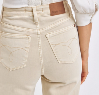JUDY BLUE HIGH WAISTED GARMENT DYED DESTROY 90'S STRAIGHT IN BONE