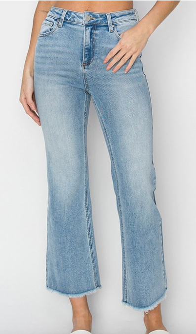 Risen High Rise Crop Straight Jean