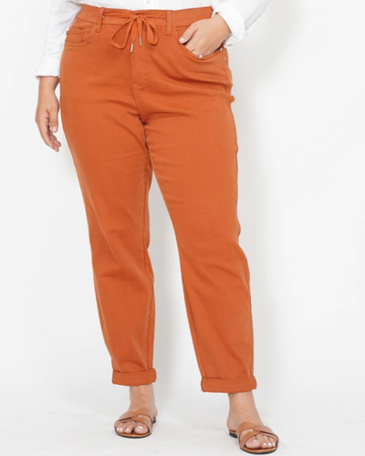 Judy Blue High Waisted Orange Garment Dyed Double Cuff Jogger Jean