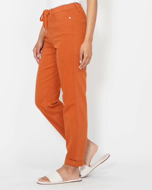 Judy Blue High Waisted Orange Garment Dyed Double Cuff Jogger Jean