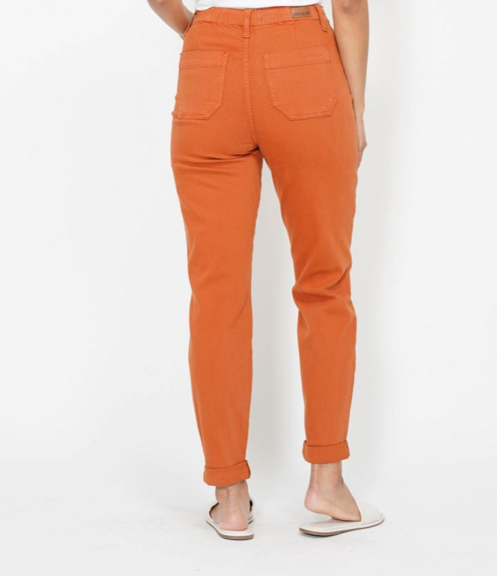 Judy Blue High Waisted Orange Garment Dyed Double Cuff Jogger Jean