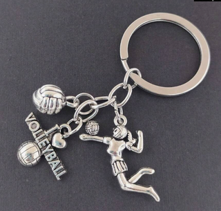 Volleyball Keychain in Silver