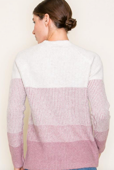 Mauve Ribbed Colorblock Sweater