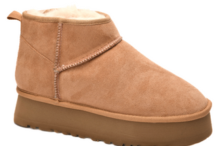 Corkys "Room Service" Platform Booties in Camel Faux Suede Final Sale!