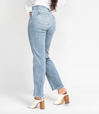 Judy Blue Mid Rise Yoke Cell Phone Pocket Dad Jean