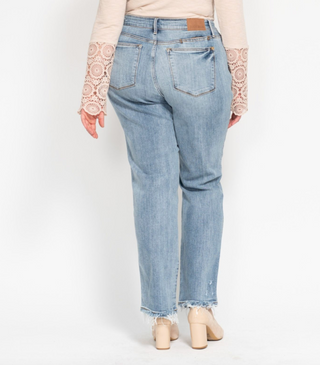 Judy Blue Mid Rise Yoke Cell Phone Pocket Dad Jean