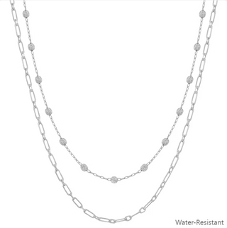 Water Resistant Gold or Silver Double Layered Beaded Necklace (2 Options)