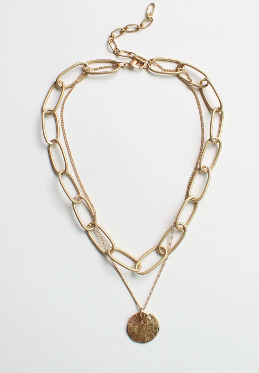 Gold Chain with Coin Layered Necklace