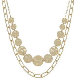 Two layered Hammer Gold Circle Chain Necklace