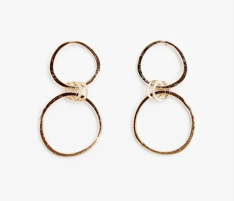 Textured Gold Oval Drop Earrings